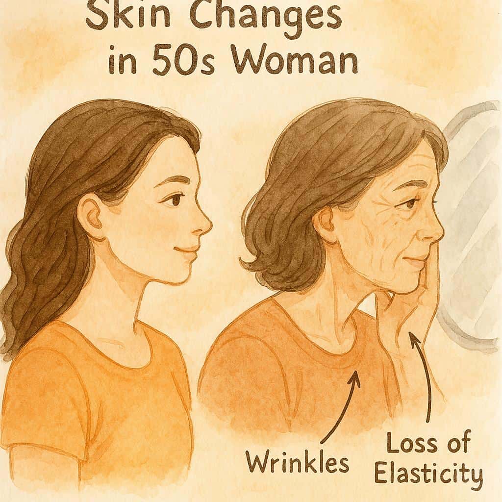 50대 여성의 피부 변화 일러스트