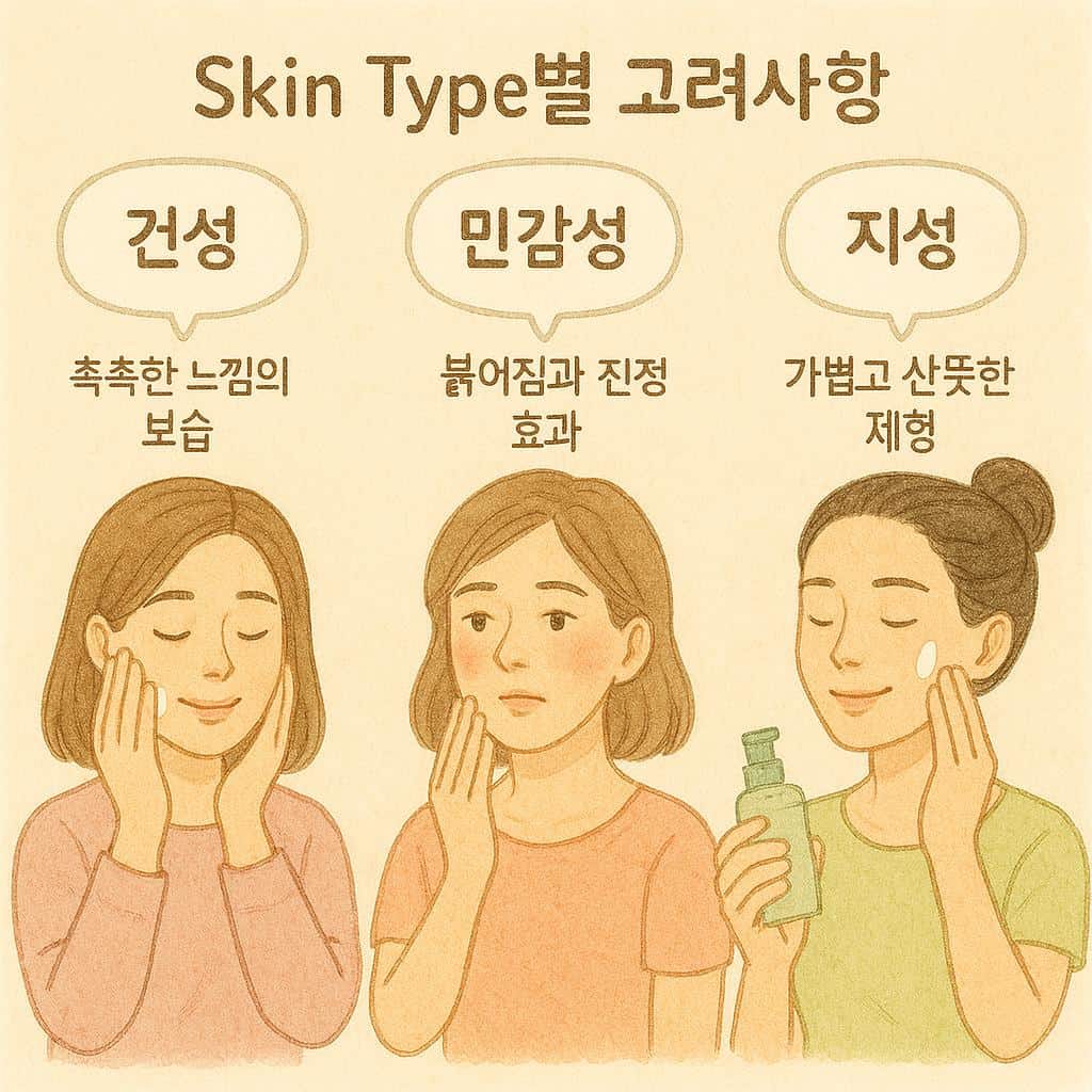 피부 타입별 고려사항 일러스트